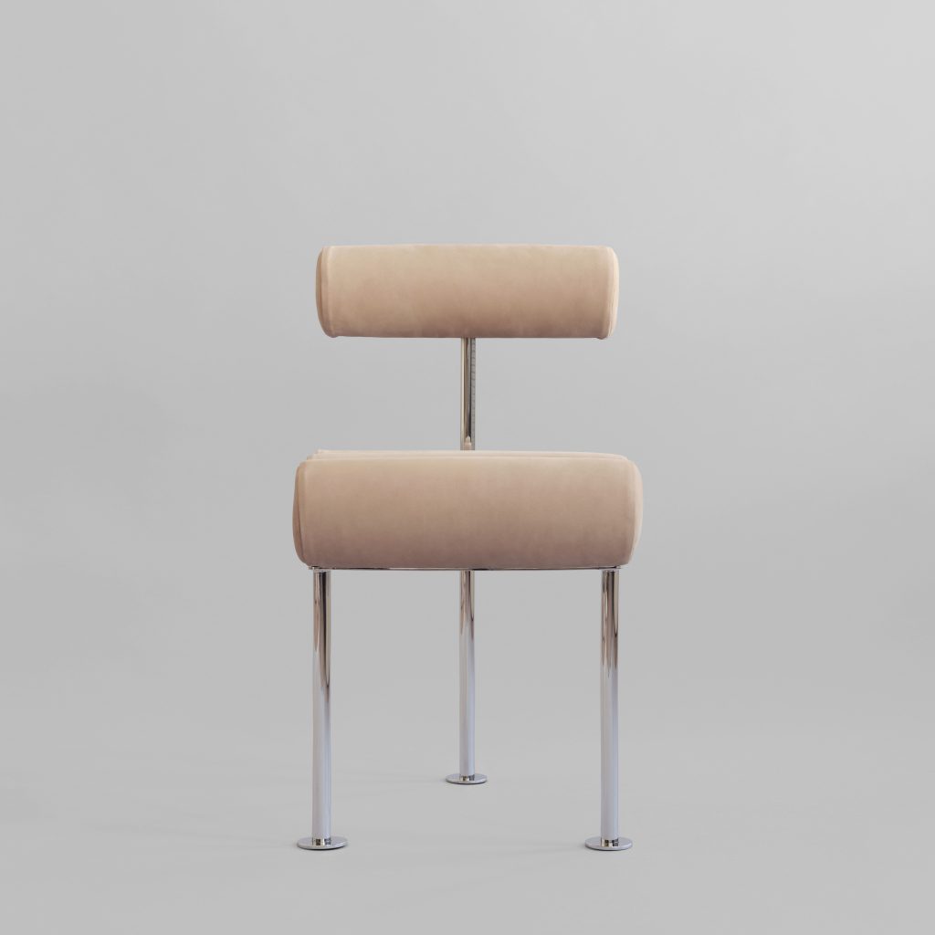 Hiro-ruokatuoli, ruostumaton teräs - Nubuck