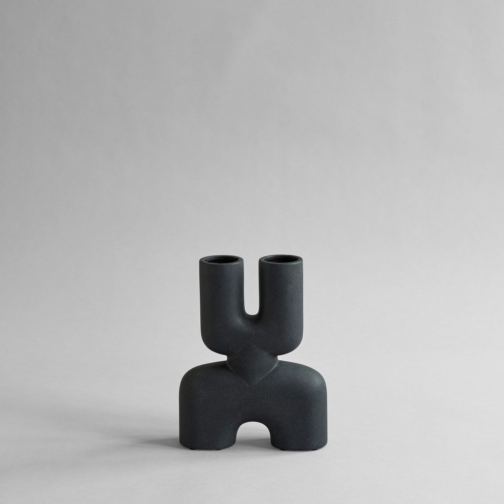 Cobra Vase Double, Mini - Musta