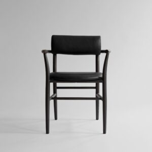 Nama-ruokatuoli, käsinojallinen, Coffee Black -aniliininahka