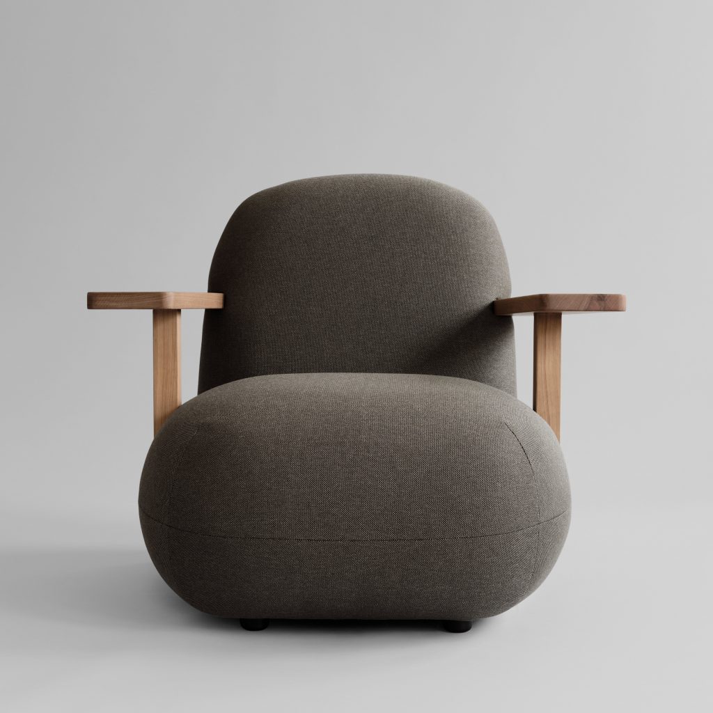 Toe Chair -käsinojatuoli - Teak / Stone Gray