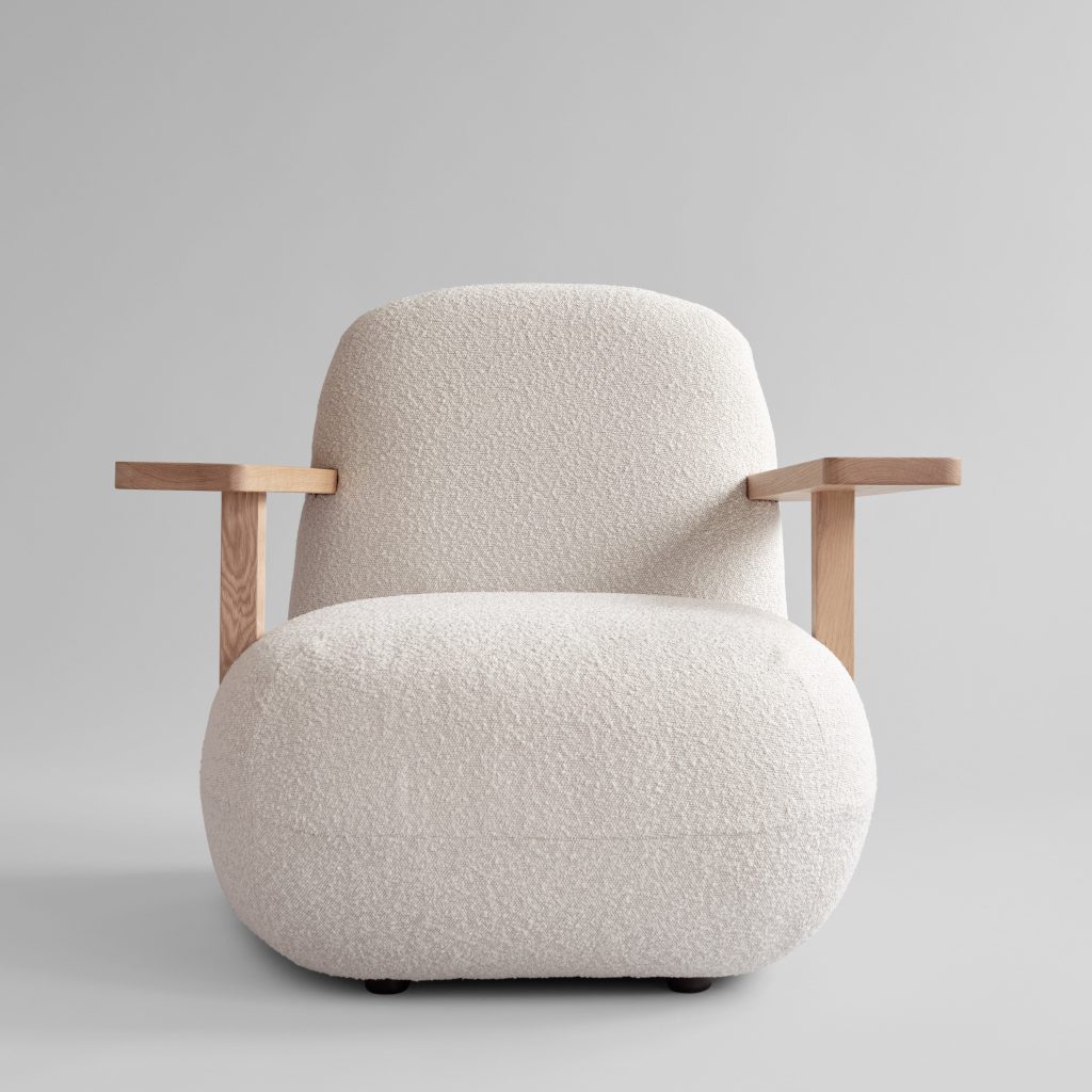 Toe Chair Armrest - Natural Oak / Off White
