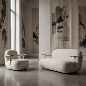 Toe-sohva - Natural Oak / Off White – miljöökuva